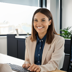 **

A customer service agent smiling and working alongside a friendly, helpful AI assistant represented as a glowing, transparent interface. The scene conveys collaboration and empowerment, set in a modern, well-lit office. Focus on the human-AI partnership and a positive atmosphere.

**