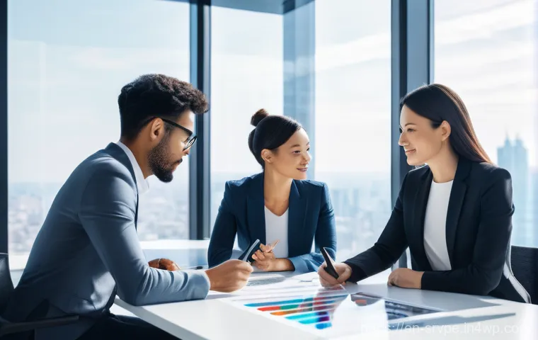 AI 상담사 서비스의 예산 계획 - **Prompt 1: Strategic AI Consulting Session**
"A diverse group of five professionals, dressed in...