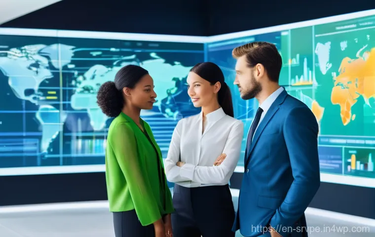 AI 상담사 서비스와 마케팅 전략 - **Prompt:** A dynamic, diverse team of business professionals (men and women, varying ages and ethni...