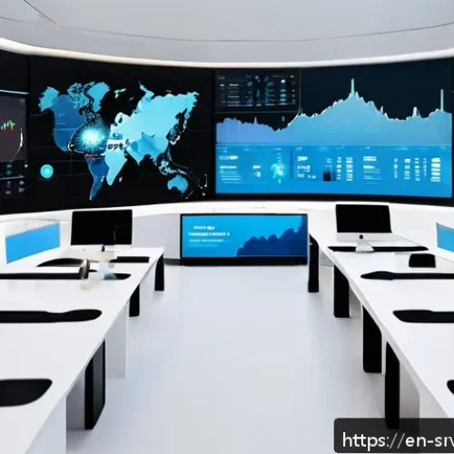 AI 상담사 서비스의 통합 관리 시스템 - A sleek, modern customer service control room featuring a large unified dashboard screen displaying ...